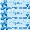 Personalised Party Banner For 80th Birthday Male Blue Balloon Star