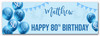 Personalised Party Banner For 80th Birthday Male Blue Balloon Star