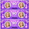 Personalised Party Banner For 90th Birthday With Photo Female Purple Balloons
