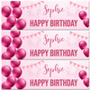 Personalised Party Banner For Birthday Female Pink Balloon Star