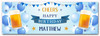 Personalised Party Banner For Birthday Male Beer Blue Balloons