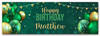 Personalised Party Banner For Birthday Male Green Gold Balloons