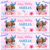 Personalised Party Banner For Birthday Photo Female Butterfly Purple Flowers