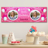 Personalised Party Banner For Birthday With Photo Female Pink Balloons