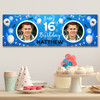 Personalised Party Banner For 16th Birthday With Photo Male Blue Balloons
