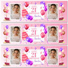 Personalised Party Banner For 21st Birthday With Photo Female Pink Cake