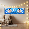 Personalised Party Banner For 21st Birthday With Photo Male Blue Balloons