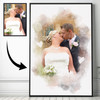 Wedding Anniversary Gift, Watercolour Portrait From Photo, Framed Print Canvas Art
