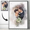 Personalised Engagement Watercolour Portrait From Your Photo Custom Couple Gift, Print Or Canvas
