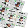 Personalised Wrapping Paper Kids Birthday Football Grey Photo Custom Gift Wrap