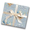 Personalised Wrapping Paper Kids Birthday Grey Blue Teddy Bear Custom Gift Wrap