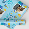 Personalised Wrapping Paper 20th Birthday Blue Photo Boys Custom Gift Wrap
