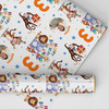 Personalised Wrapping Paper Kids Birthday Safari Animals White Custom Gift Wrap