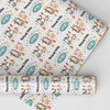 Personalised Wrapping Paper Kids Birthday Woodland Animal White Custom Gift Wrap