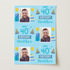 Personalised Wrapping Paper 40th Birthday Photo Blue For Him Custom Gift Wrap