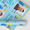 Personalised Wrapping Paper 45th Birthday Photo Blue For Him Custom Gift Wrap