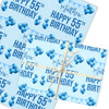 Personalised Wrapping Paper 55th Birthday Blue For Him Custom Gift Wrap