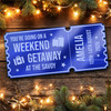 Blue Mirror Acrylic Ticket Weekend Away Getaway Surprise Trip Break Personalised