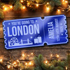 Blue Mirror Acrylic Ticket London Day Out Trip Personalised Any Text Voucher