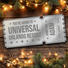 Green Mirror Acrylic Ticket Universal Orlando Resort Theme Park Personalised