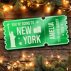 Green Mirror Acrylic Ticket New York Trip Holiday Surprise Getaway Personalised