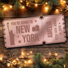 Pink Mirror Acrylic Ticket New York Trip Holiday Surprise Getaway Personalised