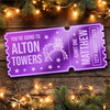 Purple Mirror Acrylic Ticket Alton Towers Theme Park Personalised Any Text Purple Mirror Acrylic Ticket Alton Towers Theme Park Personalised Any Text