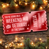 Red Mirror Acrylic Ticket Weekend Away Getaway Surprise Trip Break Personalised