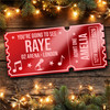 Red Mirror Acrylic Ticket Raye Concert Personalised Any Text Voucher