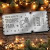 Silver Mirror Acrylic Ticket Thorpe Park Theme Park Personalised Any Text