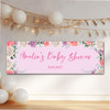 Personalised Party Banner For Baby Shower Flowers Pink