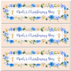Personalised Party Banner For Christening Boy Blue Flowers Frame Cross