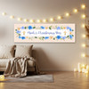 Personalised Party Banner For Christening Boy Blue Flowers Frame Cross