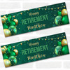 Personalised Party Banner For Retirement Male Green Gold Balloons