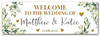 Personalised Party Banner For Wedding Day Welcome Foliage Gold Silver Glitter