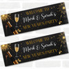Personalised Party Banner For New Year Party Welcome Champagne Drink Black Gold