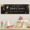 Personalised Party Banner For New Year Party Welcome Champagne Drink Black Gold