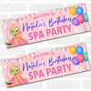Personalised Party Banner For Kids Birthday Blonde Hair Girl Spa Pamper Party