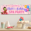 Personalised Party Banner For Kids Birthday Dark Skin Girl Spa Pamper Party