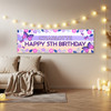 Personalised Party Banner For Kids Birthday Purple Pink Butterflies