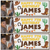 Personalised Party Banner For Kids Birthday Photo Western Boots Hat