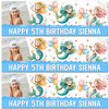 Personalised Party Banner For Kids Birthday Watercolour Mermaids Photo