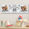 Personalised Party Banner For 10th Wedding Anniversary Tin 10 Years Photo Hearts