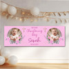 Personalised Party Banner For Christening Girls Photo Pink Flowers