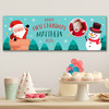 Personalised Party Banner For Christmas Photo First Christmas Blue Santa Snowman