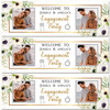 Personalised Party Banner For Engagement Party Welcome Photo White Flowers Gold