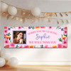 Personalised Party Banner For Sorry You're Leaving Photo Pink Flowers