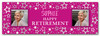 Personalised Party Banner For Retirement Female Photo Pink Stars