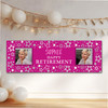Personalised Party Banner For Retirement Female Photo Pink Stars