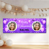 Personalised Party Banner For Retirement Photo Female Purple Balloons